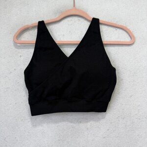 Kindred Braverly Sports Bra Womens XL Black Wrap Front Adjustable Strap Top